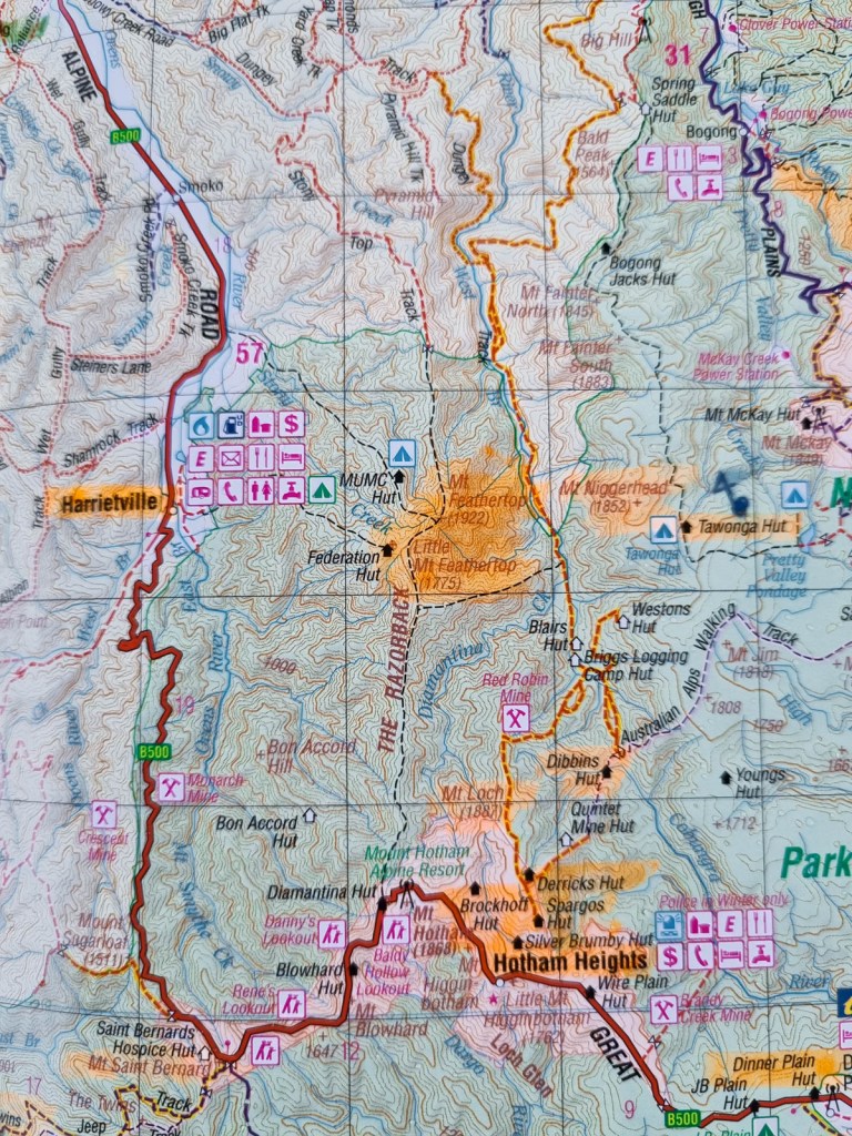 Monte Feathertop mapa
