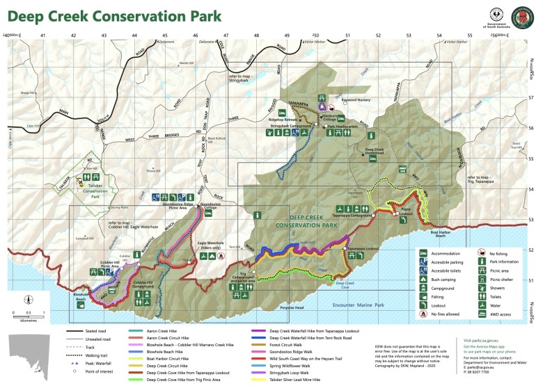Mapa del Parque Nacional Deep Creek